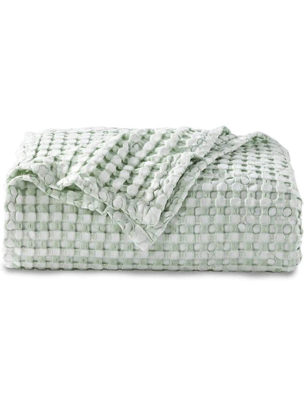 COTTON Waffle Weave Bamboo Blanket King Size Sage Soft Lightweight Bed Blanket